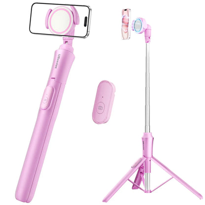 Magnetic Tripod for iPhone with Remote, Extendable MagSafe Phone Stand & Selfie Stick, Aluminum Portable Bluetooth Smartphone Tripod for iPhone & Android