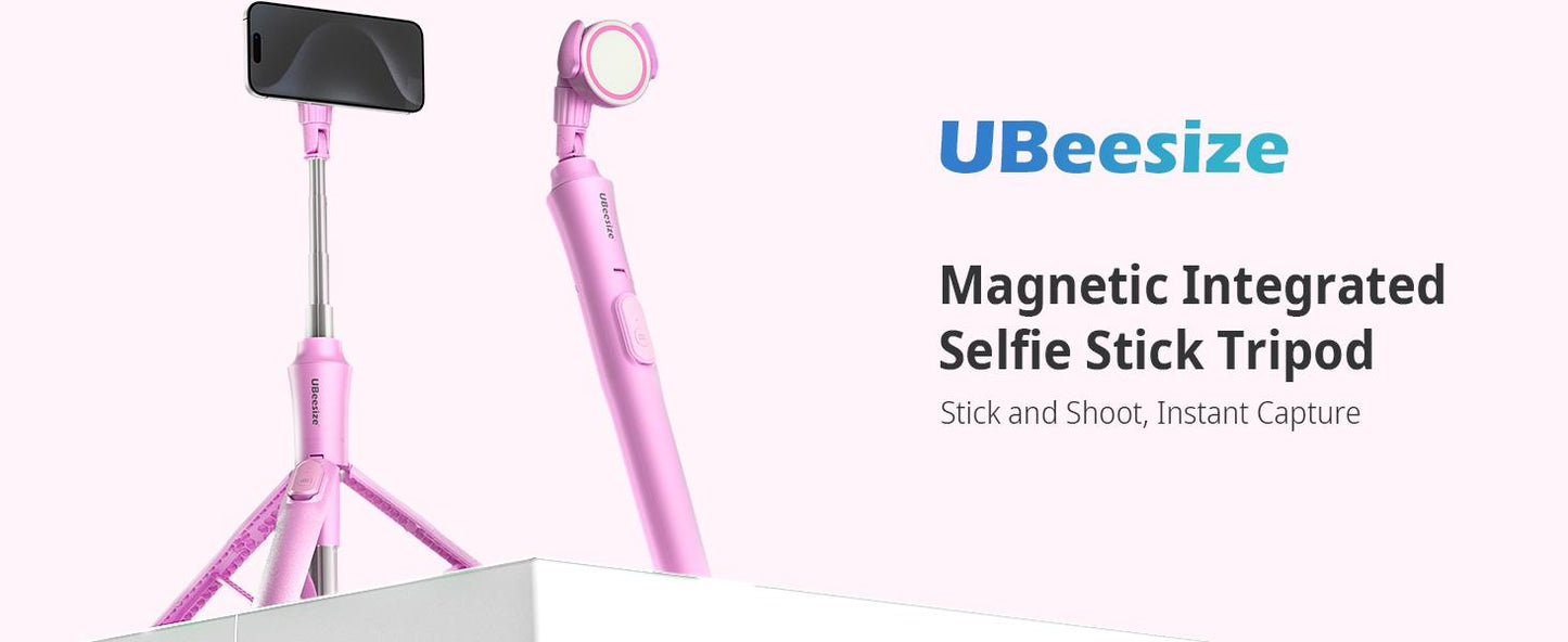 Magnetic Tripod for iPhone with Remote, Extendable MagSafe Phone Stand & Selfie Stick, Aluminum Portable Bluetooth Smartphone Tripod for iPhone & Android