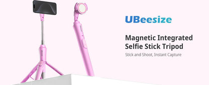 Magnetic Tripod for iPhone with Remote, Extendable MagSafe Phone Stand & Selfie Stick, Aluminum Portable Bluetooth Smartphone Tripod for iPhone & Android