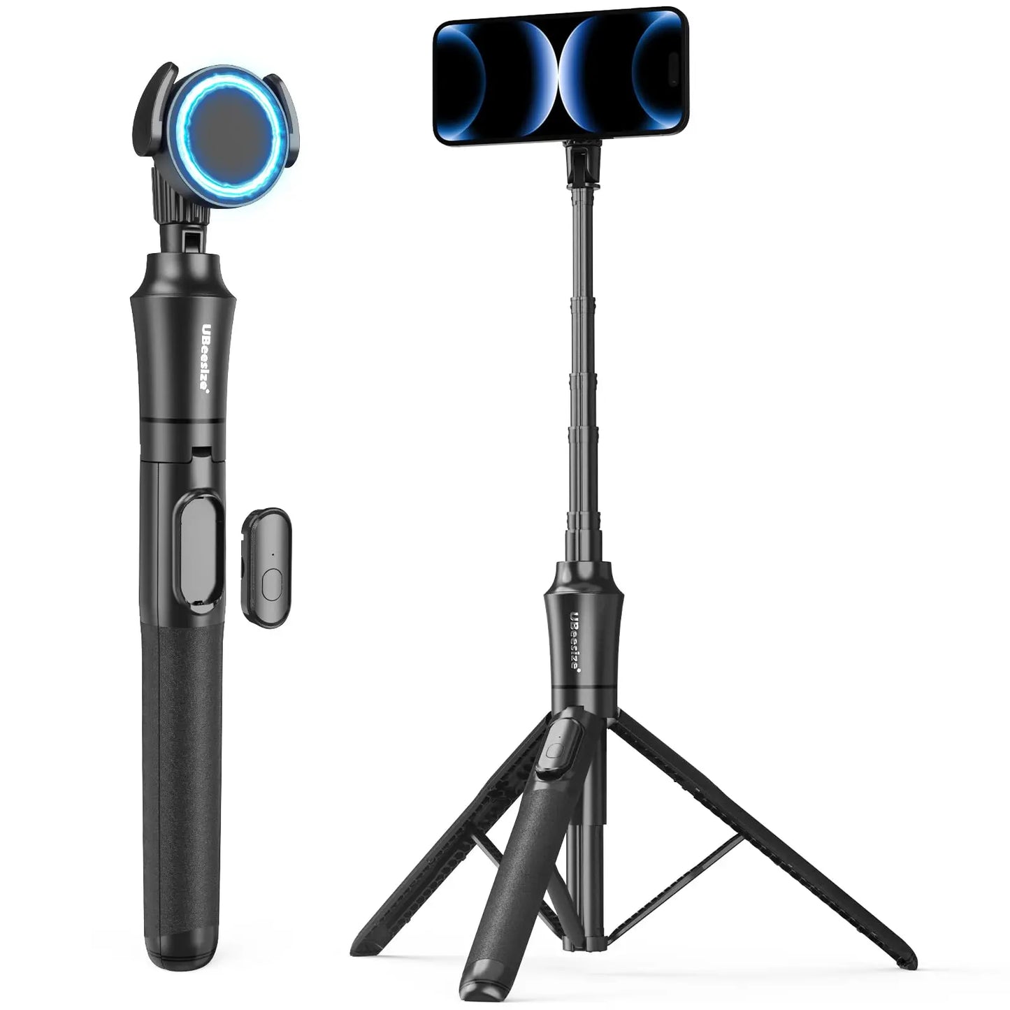 Magnetic Tripod for iPhone with Remote, Extendable MagSafe Phone Stand & Selfie Stick, Aluminum Portable Bluetooth Smartphone Tripod for iPhone & Android