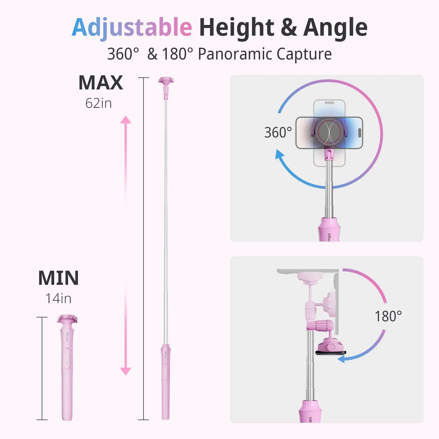 Magnetic Tripod for iPhone with Remote, Extendable MagSafe Phone Stand & Selfie Stick, Aluminum Portable Bluetooth Smartphone Tripod for iPhone & Android