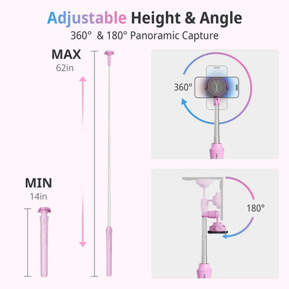 Magnetic Tripod for iPhone with Remote, Extendable MagSafe Phone Stand & Selfie Stick, Aluminum Portable Bluetooth Smartphone Tripod for iPhone & Android
